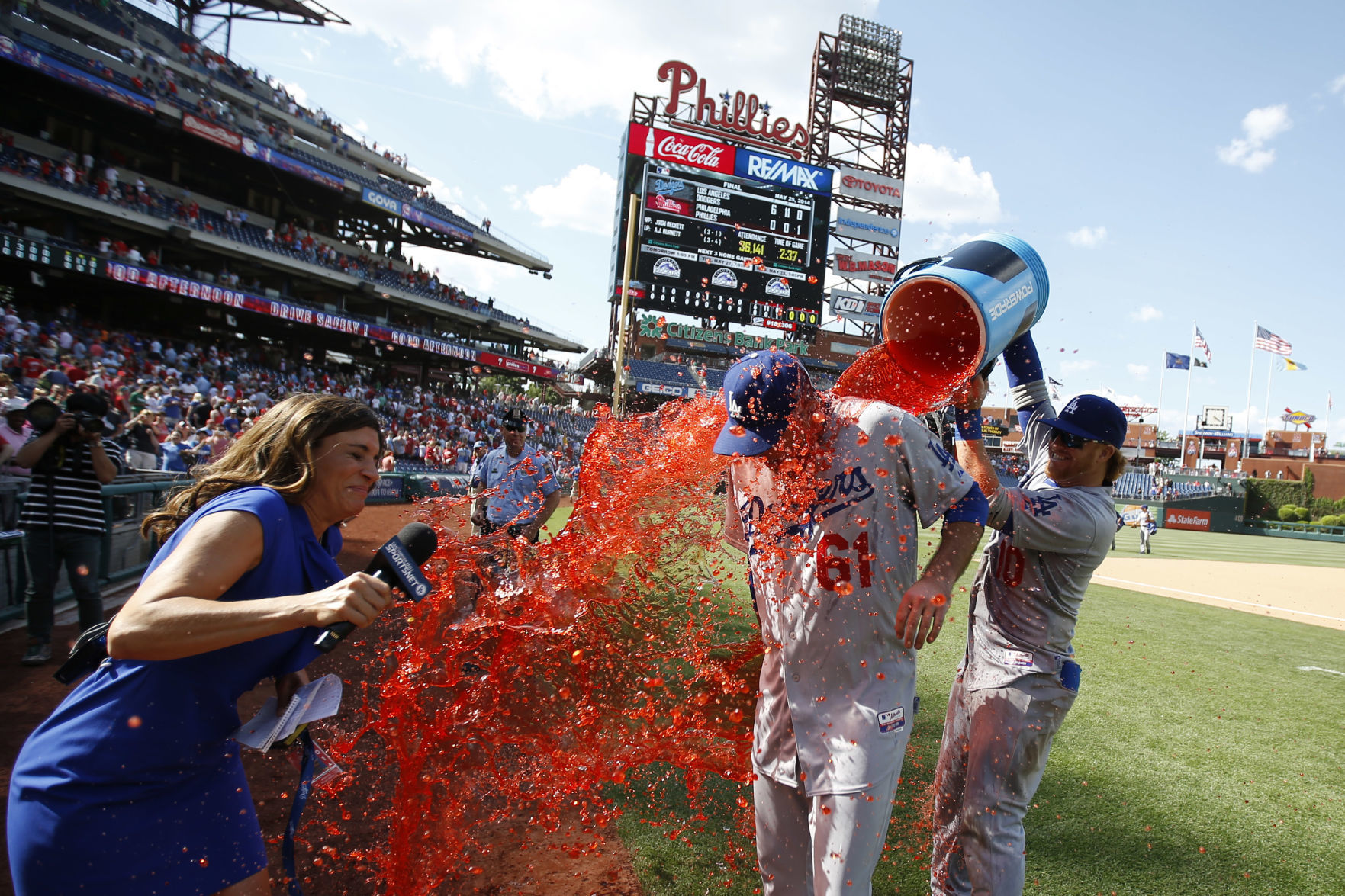 2014: Dodgers' Josh Beckett throws his first no-hitter